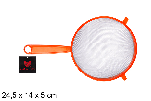 Orange plastic strainer 14 cm