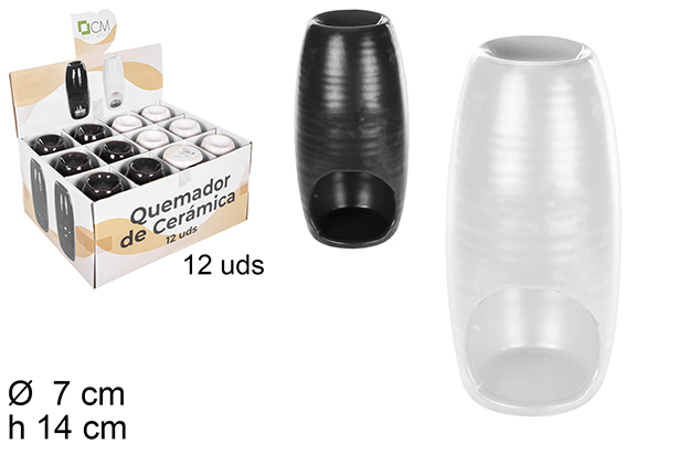 Queimador cerâmico redondo branco/preto 14 cm