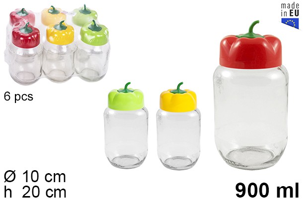 [108004] Bote cristal tapa pimenton 900 ml