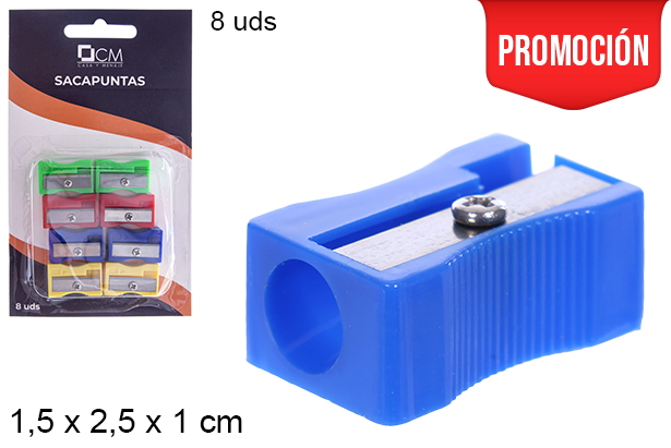 [108987] Blister taille-crayon en plastique couleurs assorties
