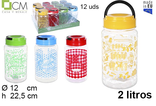 Decorated plastic jar with handle 2 l.