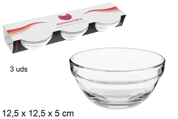 Pack 3 bowl cristal 12,5 cm