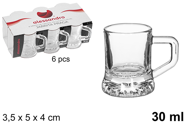 Pack 6 vasos chupito cristal Jarrita Praga 30 ml