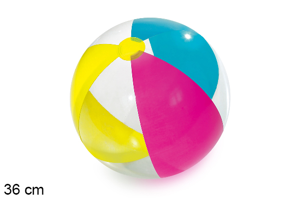 Inflatable beach ball transparent colors 36 cm