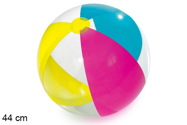 Inflatable beach ball transparent colors 44 cm