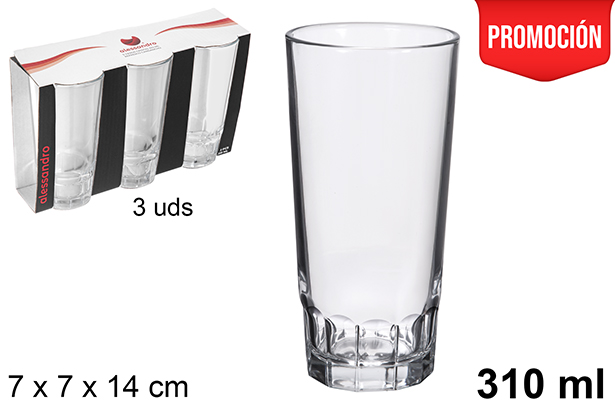 [109011] Pack 3 Candanchu soft drink glass glasses 310 ml
