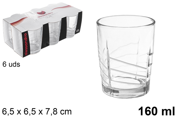 Pack 6 vaso cristal agua Olas 160 ml