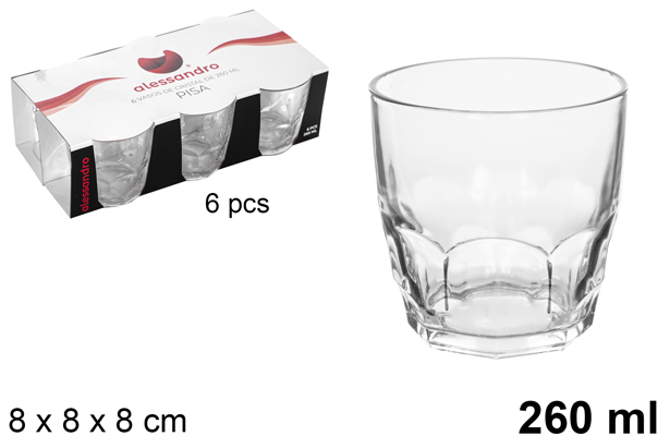 Pack 6 vaso cristal agua Pisa 260 ml