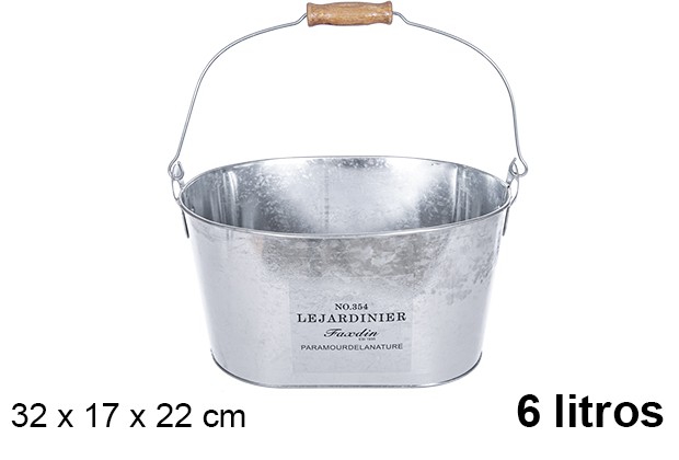Secchio ovale in metallo decorato 6 l.