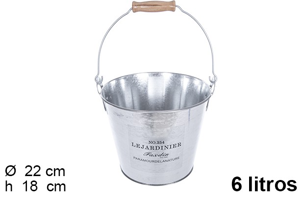 Cubo metal redondo decorado 6 l.