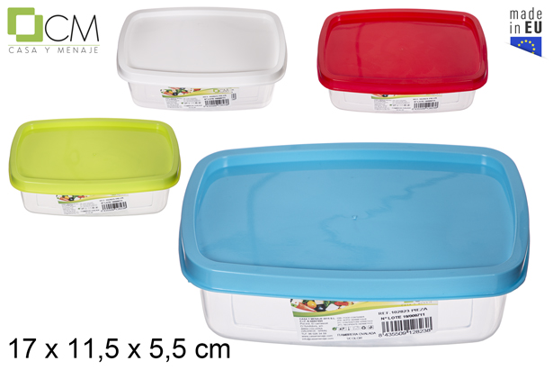 [102823] Contenitore per alimenti plastica rettangolare colori assortiti