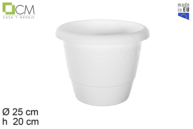 [110467] Pot en plastique Elsa en blanc 25 cm