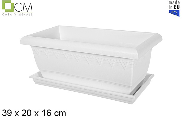 Jardinière Elsa avec assiette blanche 39 cm