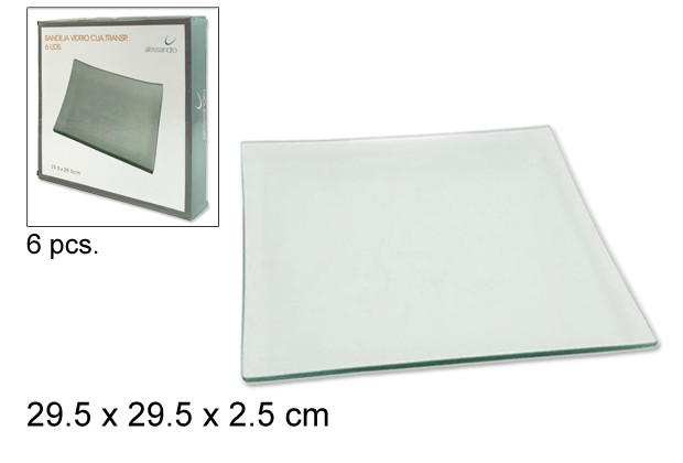 bandeja de vidro quadrado transparente 30cm