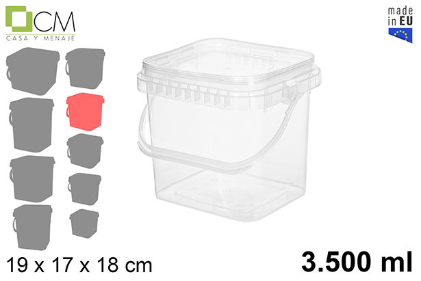 Récipient en plastique multi-usages carré 3.500 ml