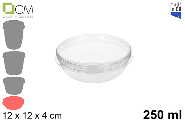 [110460] Envase plástico multiusos ovalado con tapa hermética 250 ml