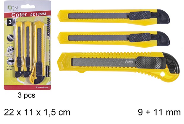 Pack 3 cuter 9+11 mm