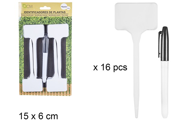 Pack 16 etichette per piante con pennarello 15 cm
