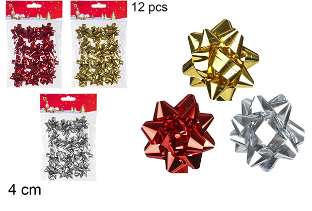 Pack 12 lazos regalo colores surtidos 4 cm