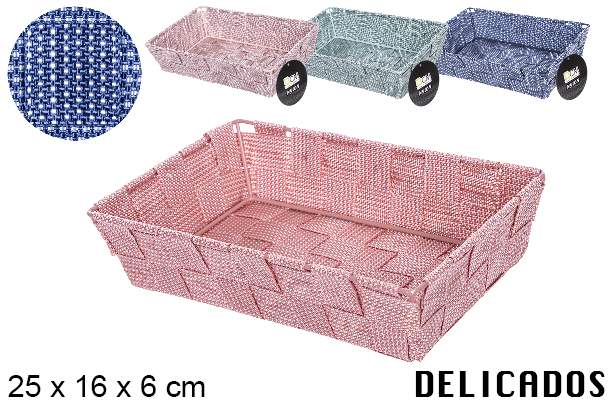 Cestino in nylon puntini colori fucsia assortiti 25x16 cm
