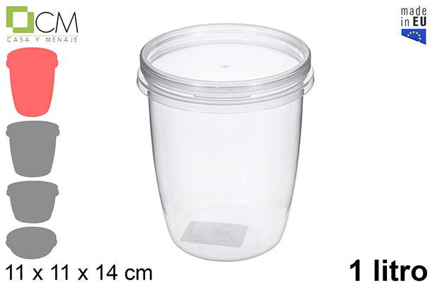 [110457] Envase plástico multiusos ovalado con tapa hermética 1 l.