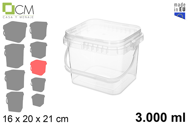 Envase plástico multiusos cuadrado 3.000 ml