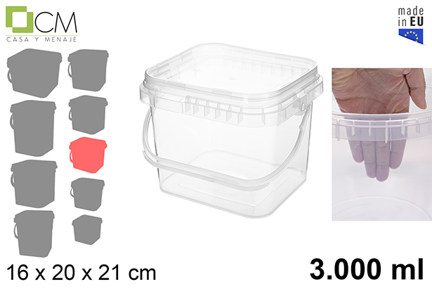 [110464] Squared multipurpose plastic container 3.000 ml