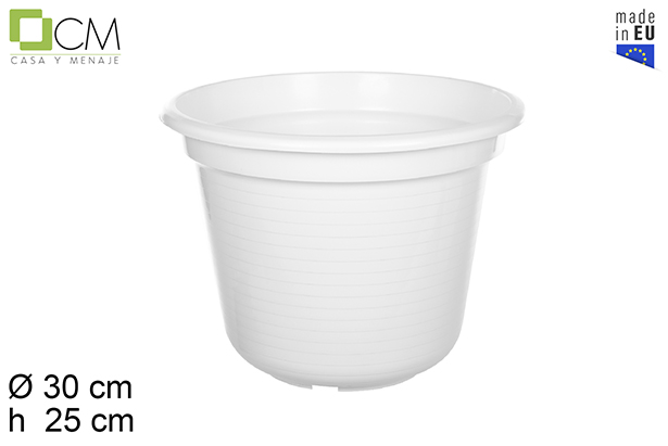 [110514] Pote de plástico Marisol branco 30 cm