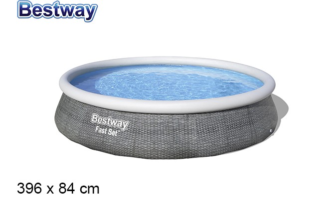 Piscina hinchable redonda aro ratan 396x84 cm
