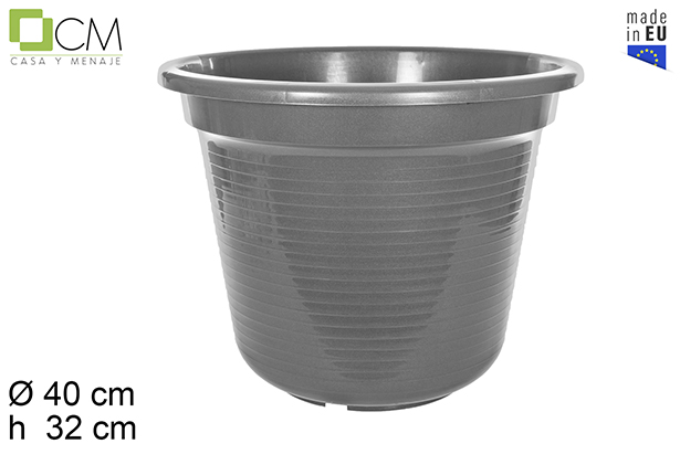 [110519] Vaso di fiori in plastica Marisol grigio 40 cm