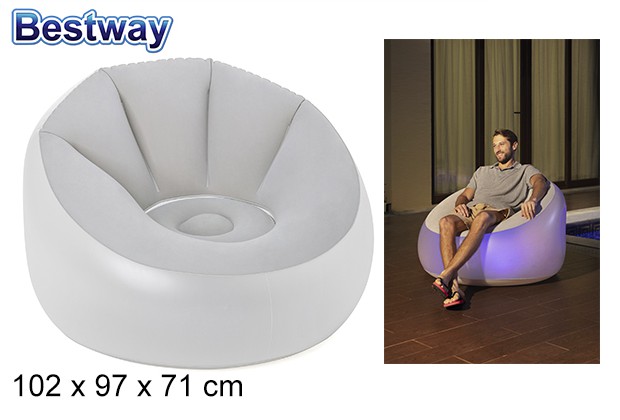 Poltrona gonfiabile Luxury Outdoor con luce LED 7 colori a batteria 102x97 cm