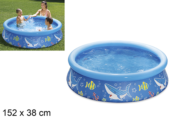 Piscina inflável infantil decorada em azul 152x38 cm