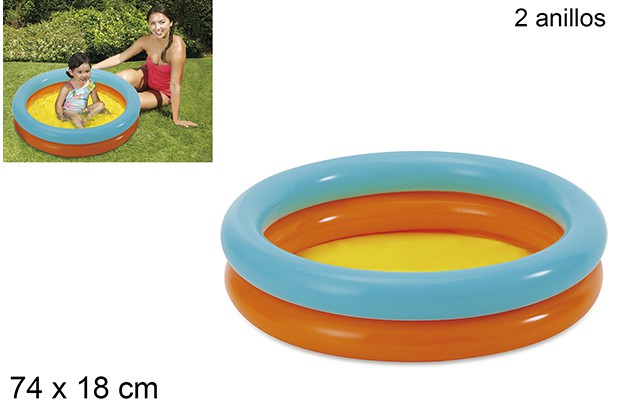 Piscine gonflable à 2 anneaux 74x18 cm