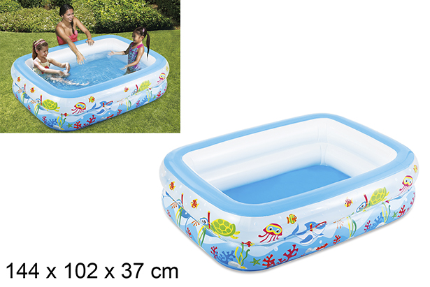 Piscina inflável familiar decorada 144x102 cm