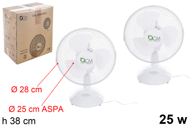 Ventilateur de table blanc 25 W (2 unités dans la boîte)