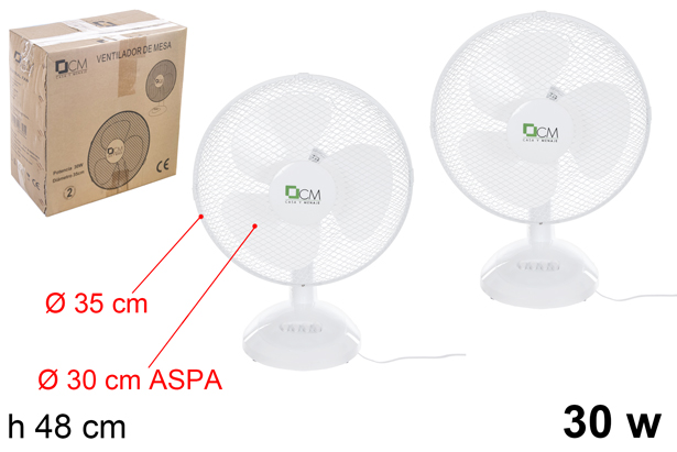Ventilateur de table blanc 30 W (2 unités dans la boîte)