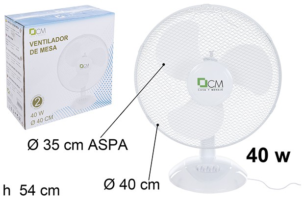 Ventilateur de table blanc 40 W