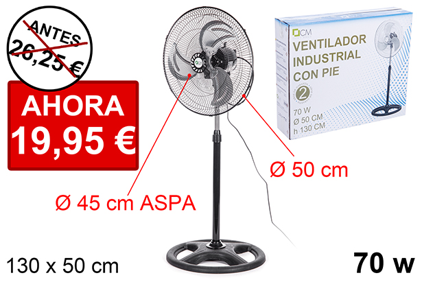 Ventilador industrial de pedestal 70 W