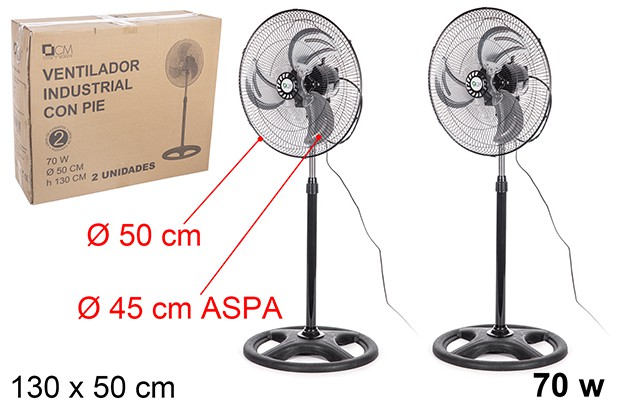 70 W industrial pedestal fan (2 units in the box)