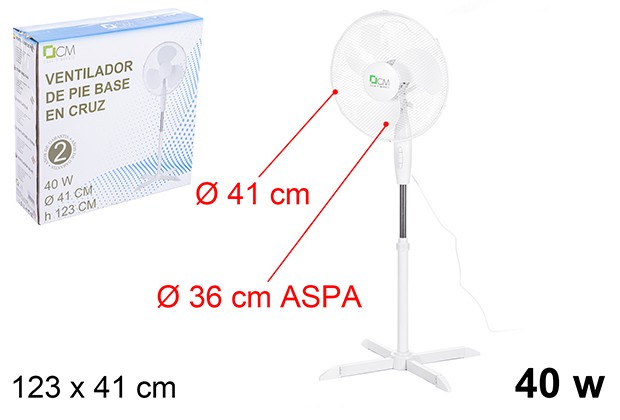 White cross base standing fan 40 W