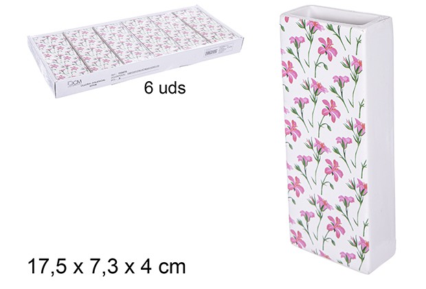 [110479] Humidificador cerámica rectangular decorado lirios