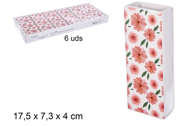 [110480] Umidificador de cerâmica retangular decorado cosmos