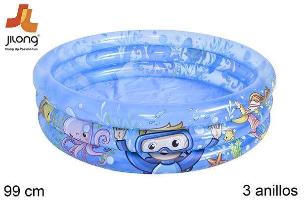 Piscina hinchable 3 anillos decorado fondo marino 99 cm
