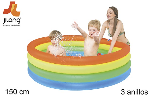 Piscina inflável 3 anéis coloridos 150 cm