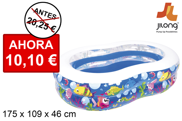 Inflatable pool decorated with seabed 175x109 cm
