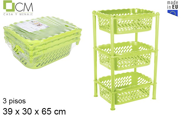 Green 3-story multi-purpose rectangular plastic greengrocer