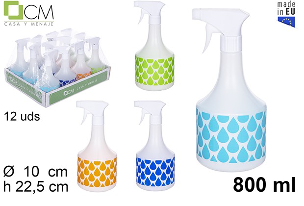 [109252] FLACONE SPRAY DECORATO CON GOCCE 800ML