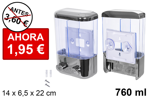 [108684] Distributeur de savon liquide double argent 760 ml