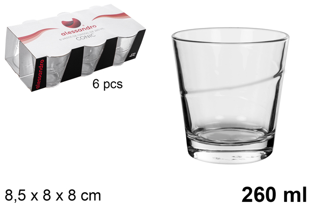 Pack 6 vaso cristal agua Conic 260 ml