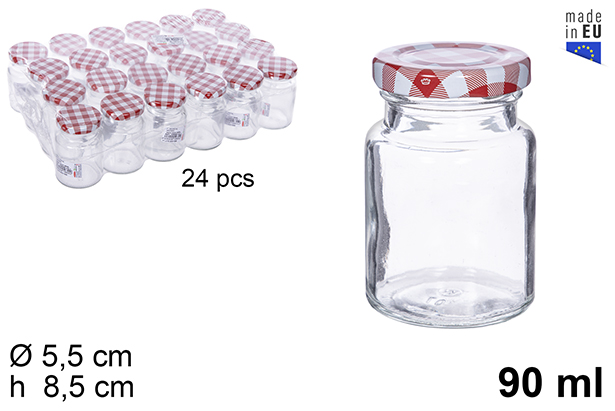Bote cristal redondo tapa vichy 90 ml